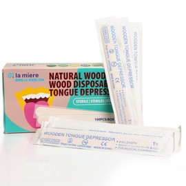 LA MIERE Wood Tongue Depressors Sterile 100 Count, Large Applicator Sticks, 6" Tongue Depressors Wood Individually Wrapped for Medical Popsicle Crafts, Sterile