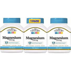 3 Pack Magnesium with Calcium 250mg 330 Tablet (3x110) Bone Muscle Nerve Non-GMO