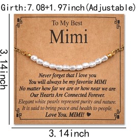 Sisadodo Grandma Christmas Gifts for Women Grandmother To My Best Mimi Bracelet for Women Grandma Birthday Gifts from Grandson Granddaughter Mimi Pearl Bracelets for Grandmom Nana Long Distance Gift