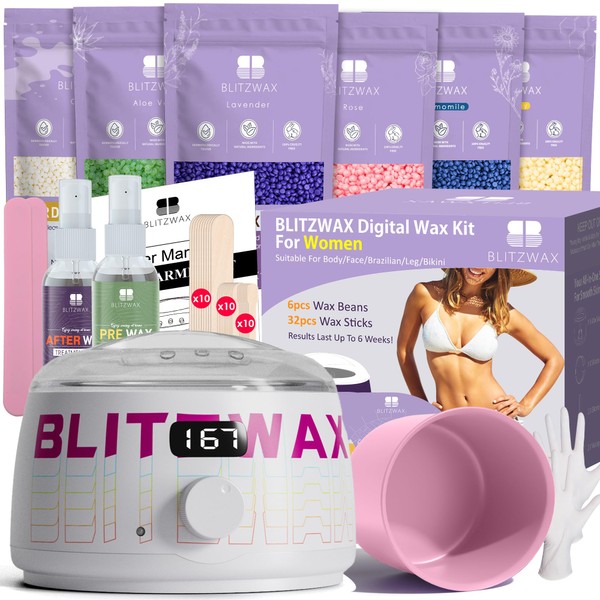 BLITZWAX Hard Waxing Kit for Women and Men Hair Removal