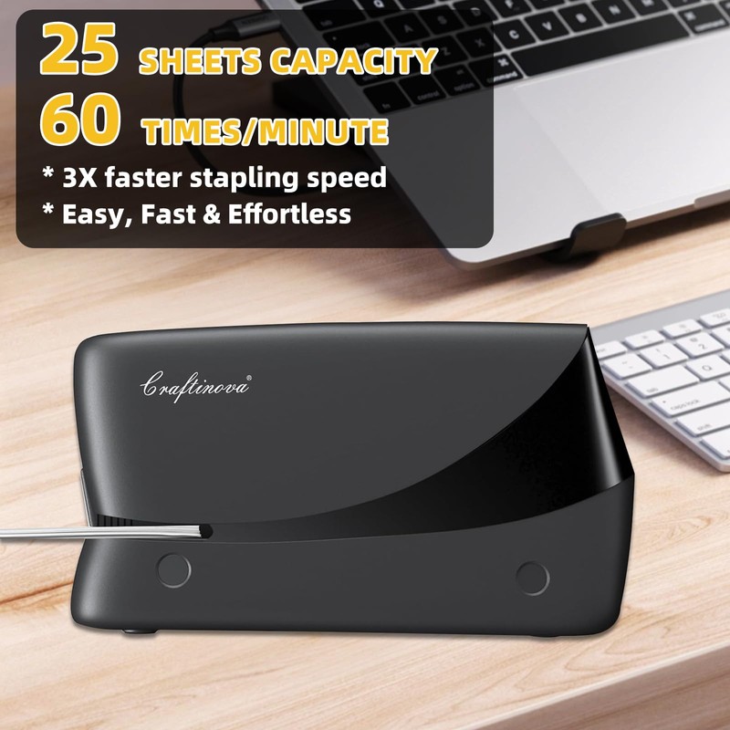 Craftinova Electric Stapler, 25 Sheet Automatic Stapler, Include 2000 Staples