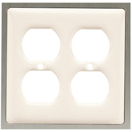Liberty Hardware 63995 Ceramic Insert Double Duplex Wall Plate, Bisque
