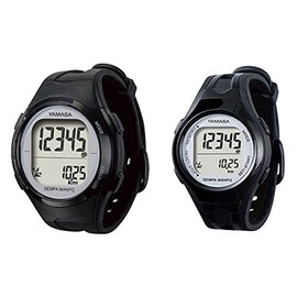 YAMASA Pedometer, Pedometer, Pair of Watches, Radio Waves, Digital, Dema Manpo, 1.7 inches (43 mm), 1.4 inches (36 mm), Black, Silver, For Walking, Walking, Walking, TM-500B/STM-450B/S Wristwatch,