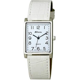 Ravel - Unisex Traditional Watch with Clear Numeral Dial - Silver Tone/White