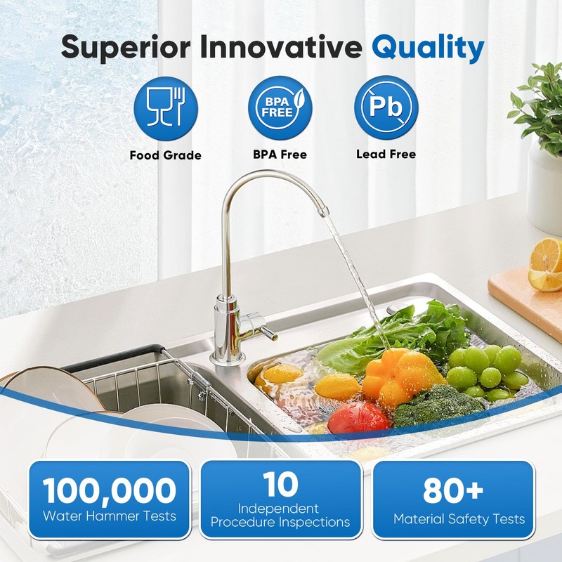 PUREPLUS Under Sink Water Filter System, 22000 Gallons, 99.99% Chlorine