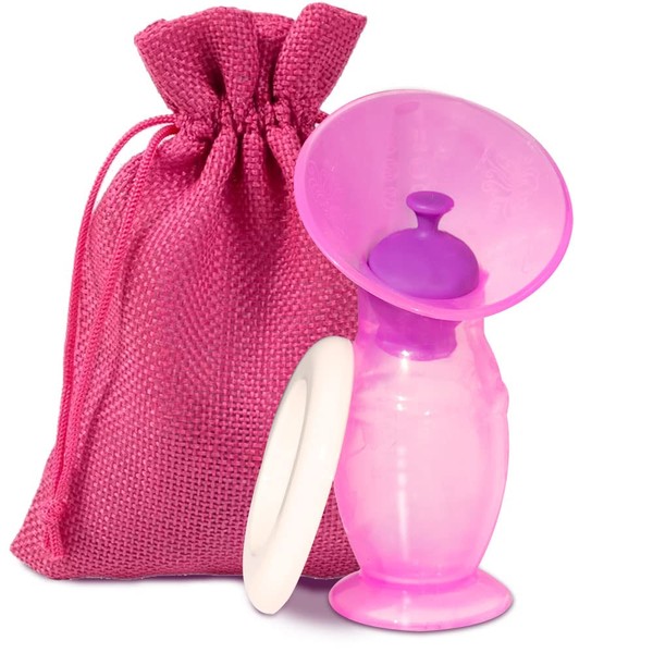 Pink Pump - Extractor de leche de silicona Back to Mom, tapa, tapón y bolsa