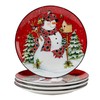 Certified International Christmas Lodge Snowman 11" Dinner Plates, Large, Multicolor,