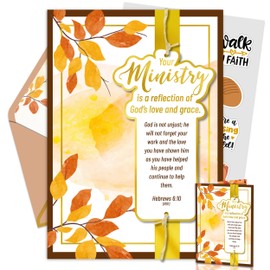 Decorably Gold-Foiled 5x7in Handmade Individual Clergy Appreciation Card with Ministry Tag Cutout and Jute String, Ministry Appreciation Card with Envelope and Stickers, Printed Message Inside