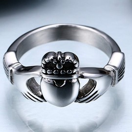 Jude Jewelers Retro Vintage Stainless Steel Claddagh Celtic Irish Heart Promise Anniversary Ring (Silver, 8)
