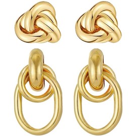 Knot Earrings Gold Chunky Geometric Earrings Statement Drop Dangle Earrings Jewelry for Women
