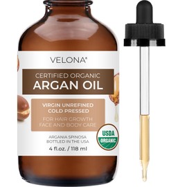 velona Argan Oil USDA Certified Organic - 4 Fl Oz (With Dropper) | 100% Pure and Natural | Morocco Oil | Unrefined, Cold Pressed