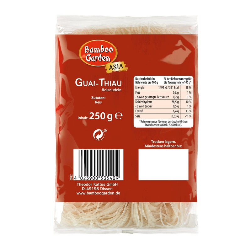 Bamboo Garden Reisnudeln Guai Thiau, 250 g (Verpackungsdesign kann abweichen)
