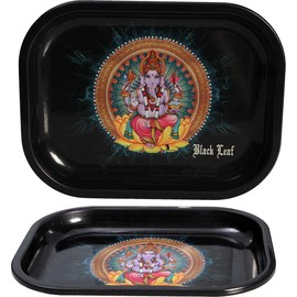 Black Leaf Ganesha S Rolling Tray, Mixing Tray Made of Metal, Construction Underlay, 180 x 140 x 16 mm, Metal Tray for Building