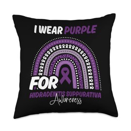 Hidradenitis Suppurativa Awareness Tees Hidradenitis Suppurativa Awareness Month Purple Ribbon Throw Pillow, 18x18, Multicolor