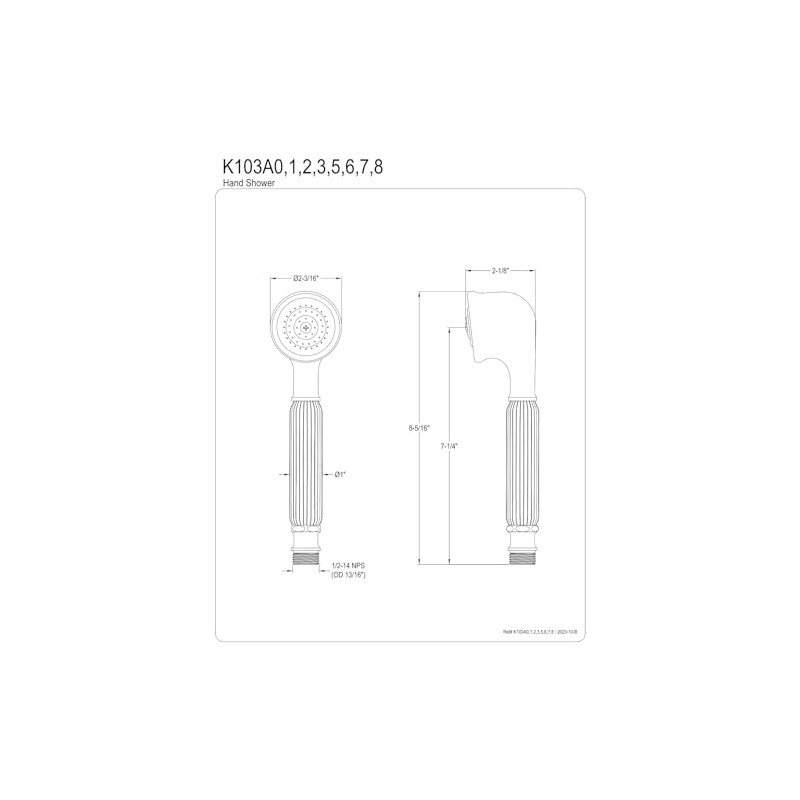 Kingston Brass K103A5 Restoration Hand Shower, 8-Inch, Oil Rubbed Bronze