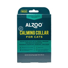 ALZOO Calming Collar for Cats, Helps Calm Pets During Thunder, Fireworks, Separation Anxiety & More, Effective Up to 4 Weeks, 100% Plant-Based Active Ingredients