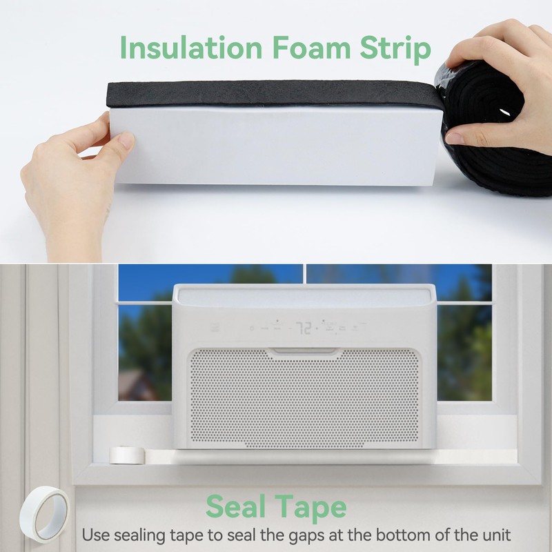 Memrita Window Air Conditioner Foam Block, 2 Pack U-Shaped Window