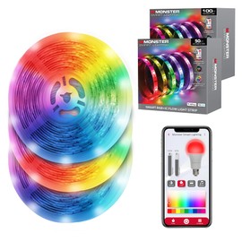 Monster Smart RGB+IC LED Strip Lights 150ft – Sound Reactive Strip Lights for Bedroom, App & Voice Control, RGB Light Strip for Room, Alexa Google Home, Razer Chroma Sync - 810 RGB+IC LED Lights