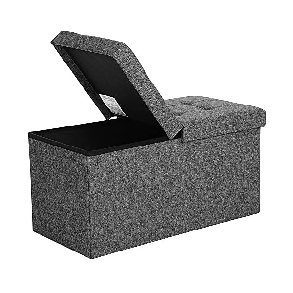 SONGMICS 21.1-Gal Storage Ottoman Bench, Folding Storage Chest, Footstool with