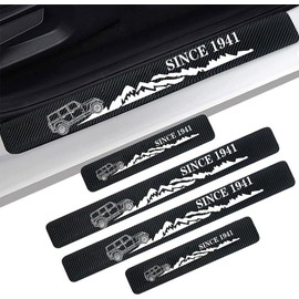 4 Pieces Car Door Sill Protector,Carbon Fiber Threshold Anti-Scratch Sticker Door Edge/Rear Guard Protection fit for Jeep Wrangler Accessories
