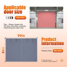 ABVRUN Garage Insulation Kit Garage Screen Doors for Winter for 1 car 8 * 7Ft Garage Door Insulation Kit Garage Door Cover, Made of Oxford Cloth and Thicken Cotton for Thermal Insulation Soundproof