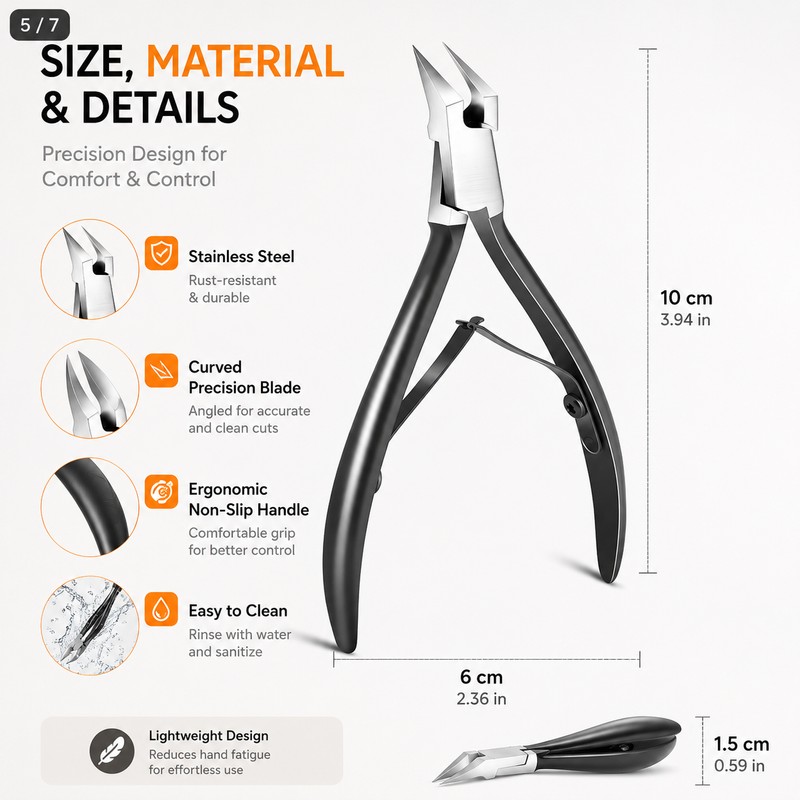Stainless Steel Toenail Nipper for Thick Nails – Curved Precision