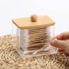 Tbestmax 10oz Qtip Holder Dispenser with Bamboo Lids, Big Clear