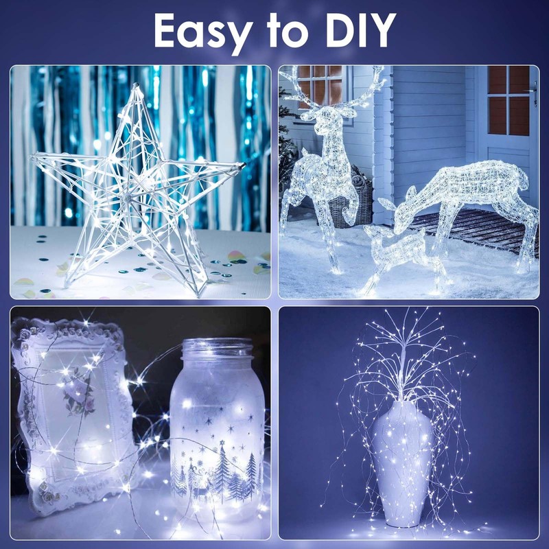 4-Pack 50 LED Fairy Lights Battery Operated with Remote Control