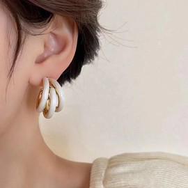 Climber Hoop Earrings for Women Gold Pink White Spiral Earrings for 3 Holes Hypoallergenic Earrings Multi Hoop Earrings in One for Women Girls Statement Jewelrry