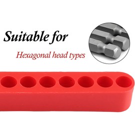Telituny 12 Hole bit Holder, red 5 Pieces 12 Hole bit Storage bit Organizer Strips, Hexagonal bit Holder Strips bit Box Empty, Plastic Holder bit Storage for Drills and Screwdrivers