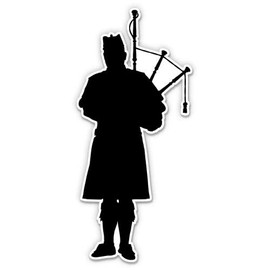 Bagpiper Silhouette Scottish - 5" Vinyl Sticker - for Car Laptop I-Pad - Waterproof Decal
