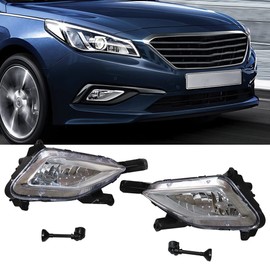 BIXIBIN Pair for 2015 2016 2017 Hyundai Sonata DRL Daytime Running Lights Fog Lamps, Left & Right Halogen Housing, 92201C1000, 92202C1000