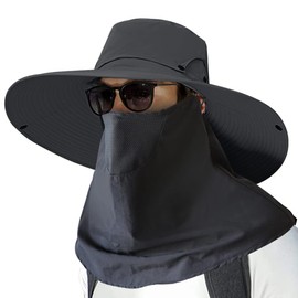 Duwinja Sombreros de Sol para Hombres, Gorro de Pesca para Mujeres Protección UV【ala Ancha 15cm, UPF 50+, Impermeable,Plegable, Transpirable, Ajustable】 para Pesca/Jardín/Playa- Gris Oscuro