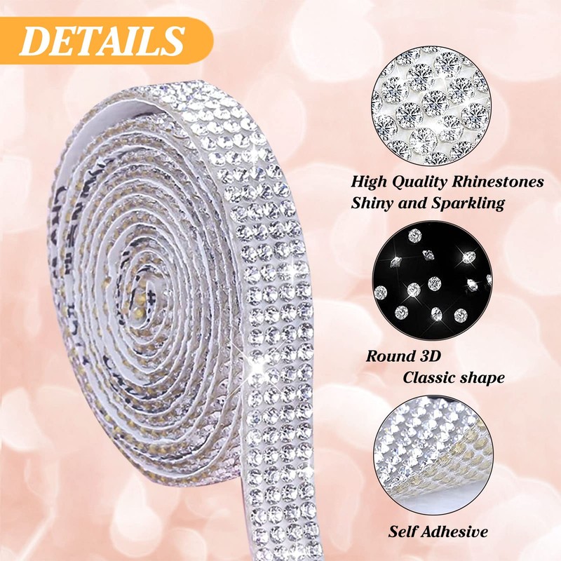 10 Rolls Self Adhesive Rhinestone Ribbon Crystal Diamond Sticker Bling