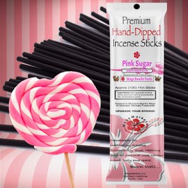 WagsMarket Premium Hand Dipped Incense Sticks, You Choose The Scent. 100-12in Sticks. (Pink Sugar)
