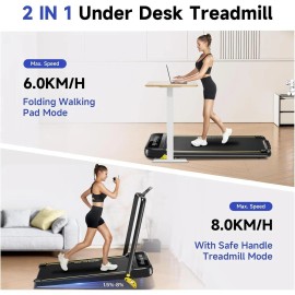 Portable Folding Treadmill with 3 Level Incline, Walking Pad with Handle Bar, 300 Lbs Capacity, Quiet Design & Remote Control fo
