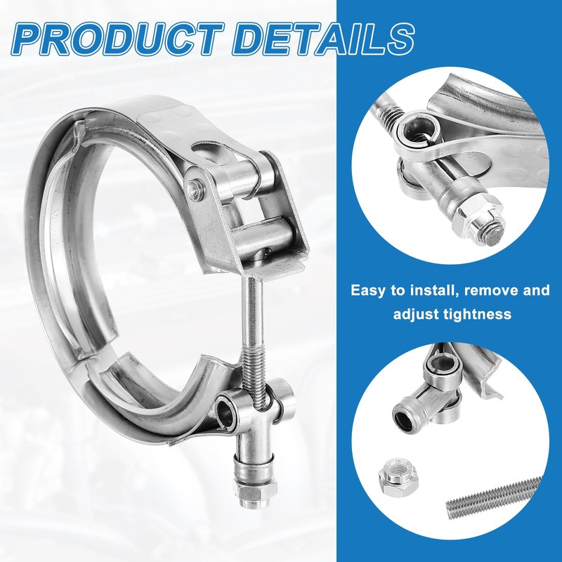 sourcing map 2.25" Quick Release V Band Clamp 304 Stainless