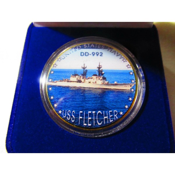 US NAVY - USS FLETCHER (DD-992) Challenge Coin w/ Presentation