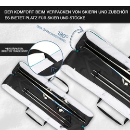 GREMEX Ski Bag 180 cm - Ski Bag for 1 Pair of Skis - Waterproof Lightweight Bag - Robust Storage for Alpine Ski and Ski Equipment - Ergonomic Ski Accessories Compact
