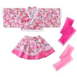 ReliBeauty Yukata Dress, Children, Girls, Separate, Lace, Ruffle, 100% Cotton, Fireworks Festival, Summer Festival, Stylish, Cute, Floral Pattern, Pink, 110