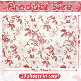 Anvin Floral Tissue Paper Bulk 20 Sheets - 50x73 cm Spring Wedding Gift Wrap, Decoupage & Scrapbooking Paper for Baby Shower, Birthday, Mother's Day (Vintage Style 3)