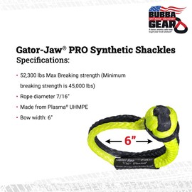 Bubba Rope Gator-Jaw™ 176745PRO - Grillete sintético Suave (Resistencia a la Rotura), Color Azul y Amarillo
