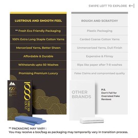 MAYFAIR LINEN 100% Egyptian Cotton Pillow Cases - 1000 Thread Count Pillow Cases Queen/Standard Size Set of 2, Soft, Breathable Extra Long Staple Sateen Weave Cotton Pillow Cover for Bed - Deep Blue