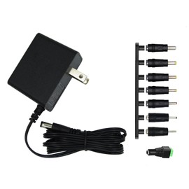 12V 1A Power Supply, AC 100-240V to DC 12V Adapter with 5.5 x 2.1mm Plug and 8 Interchangeable Jacks Plug for LED Strip Light BT Speaker GPS Webcam Router etc