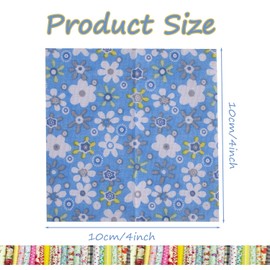 100pcs 4 x 4 inchs (10cm x 10cm) Cotton Craft Fabric Bundle Squares Square Cotton Patchwork Printed Fabric Suitable for DIY Sewing Scrapbook Quilting Craft Collage