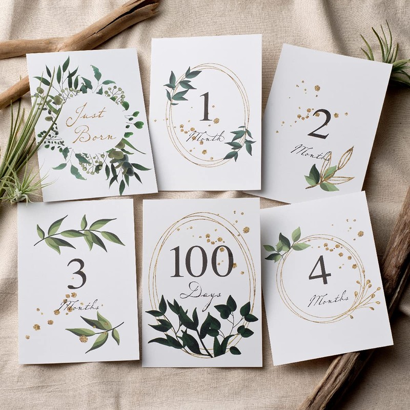Baby Monthly Cards Green Age Cards