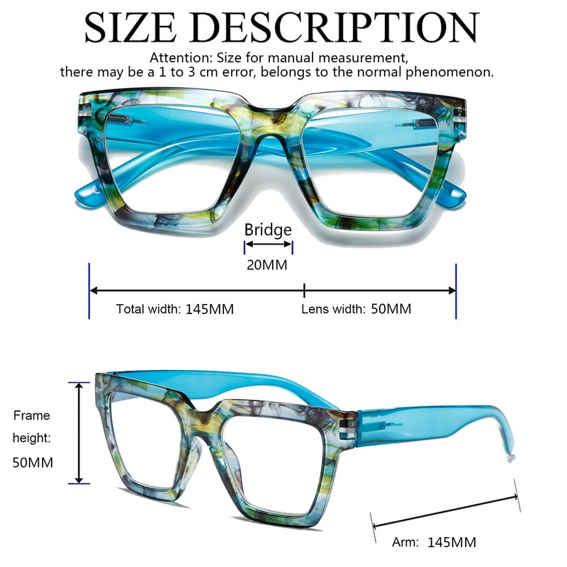 Hubeye Square Eyeglasses for Women Spring Hinged Oprah Style Readers