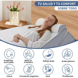 Unicame Almohada de cuña para Dormir,Almohada de Cuña Ortopédicas,Almohada Cuña Ajustables para Dormir 20 en 1 Después de la cirugía,Alivio del Dolor de Cuello,Espalda y Piernas,Reflujo ácido