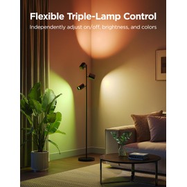 Govee Tree Floor Lamp Compatible with Matter, 3 Rotatable Lights with LuminBlend Technology, Standing Lamp with 64 Dynamic Scenes, Music Sync, Ideal Floor Lamp for Bedroom, Living Room, Reading Room