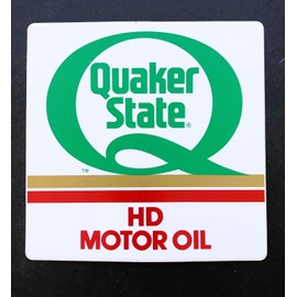 QUAKER STATE VINTAGE QUAKER STATE OIL HD MOTOR OIL 6" X 6" ADHESIVE BACK STICKER DECAL NOS